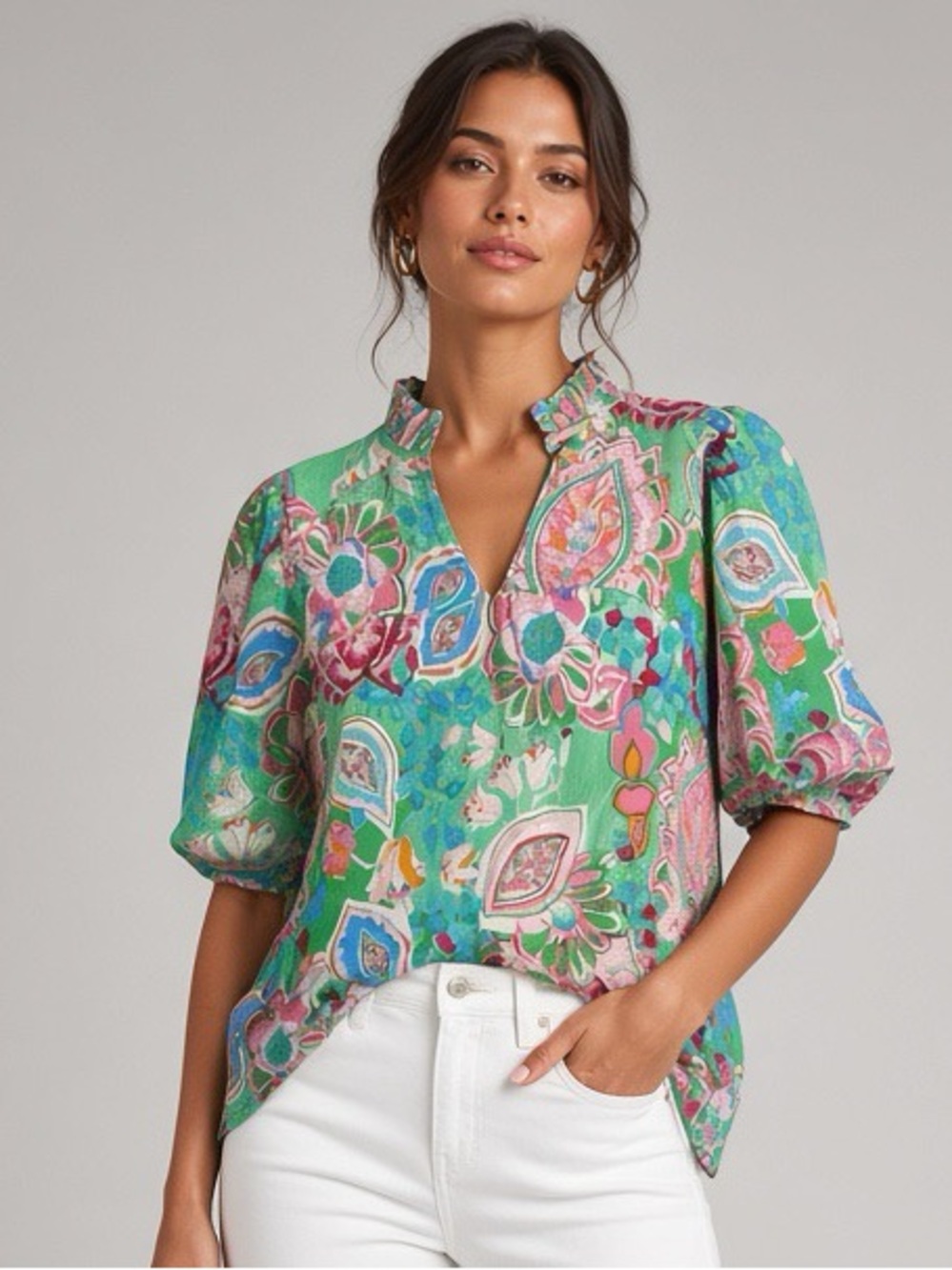 UMGEE floral blouse with Vneck